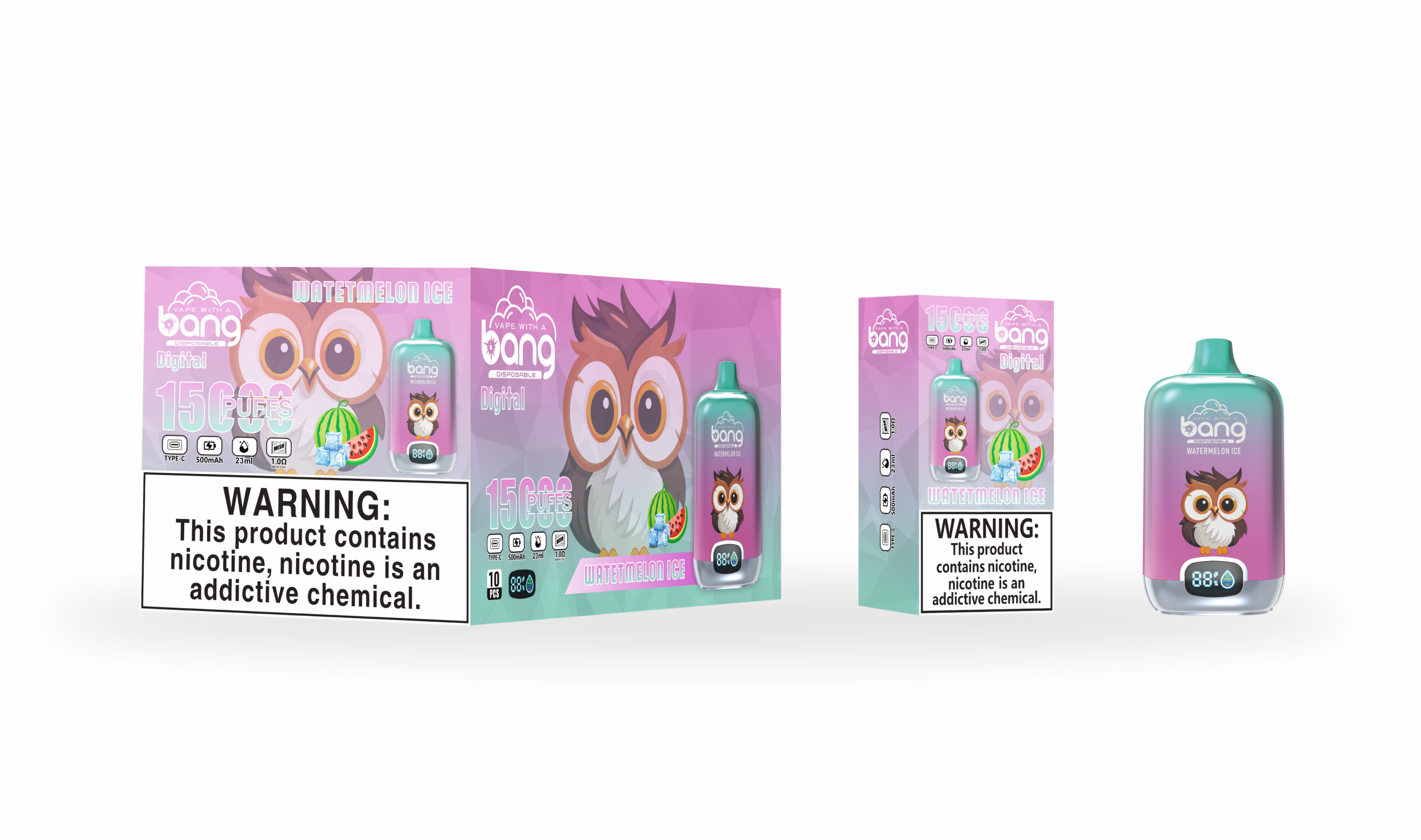 Bang Digital 15000 Puffs Disposable Vape 23ml E Liquid Cigarettes Display Vaporizer