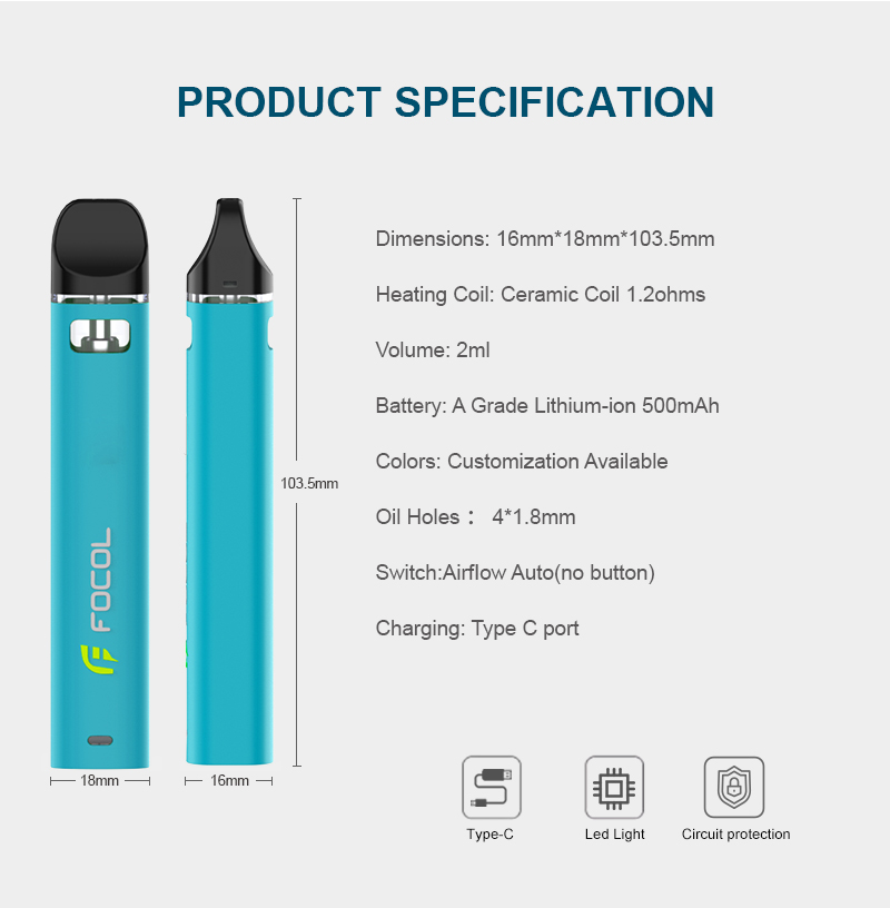 Custom Rechargeable Hhc Disposable Cbd Vape Pen 2000mg