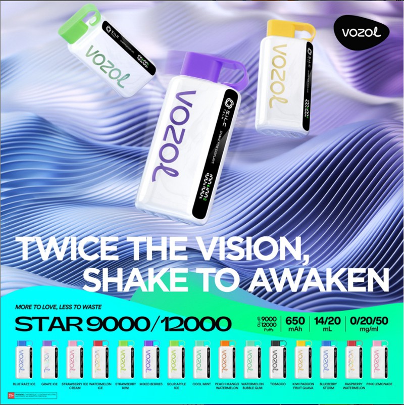 Gear E Cigarettes Vozol Star 12000 Puffs OLED Big Screen Vapes