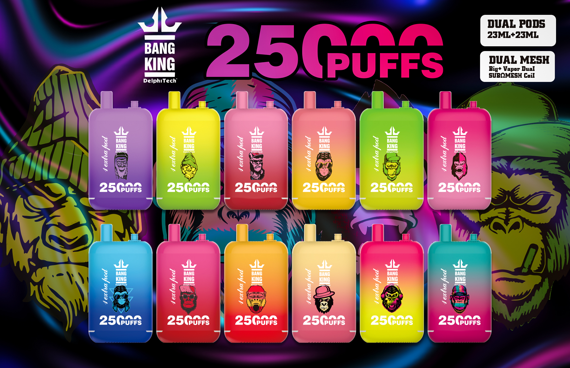  Bang King 25000puffs 20k PuffBar Wga Torando 5% Nicotine Disposable Vapes
