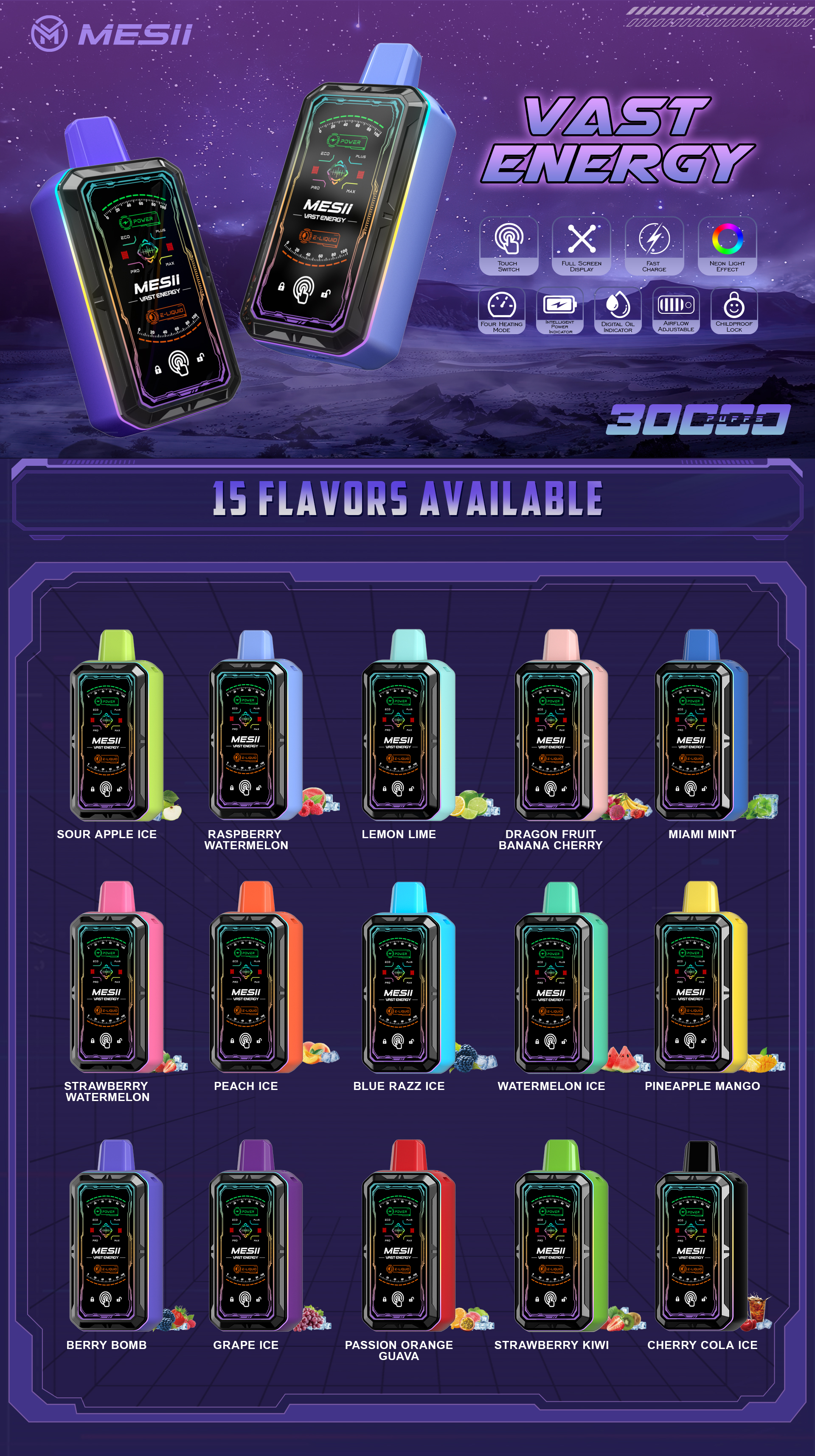 Electronic Cigarette Wholesale Mesii Vast Energy 30000 Puff