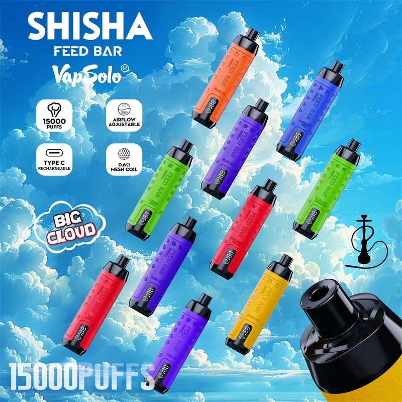Vap Solo Feed Bar Shisha 15k Puffs Crystal Vape Vaporizer Disposable Kit Pod