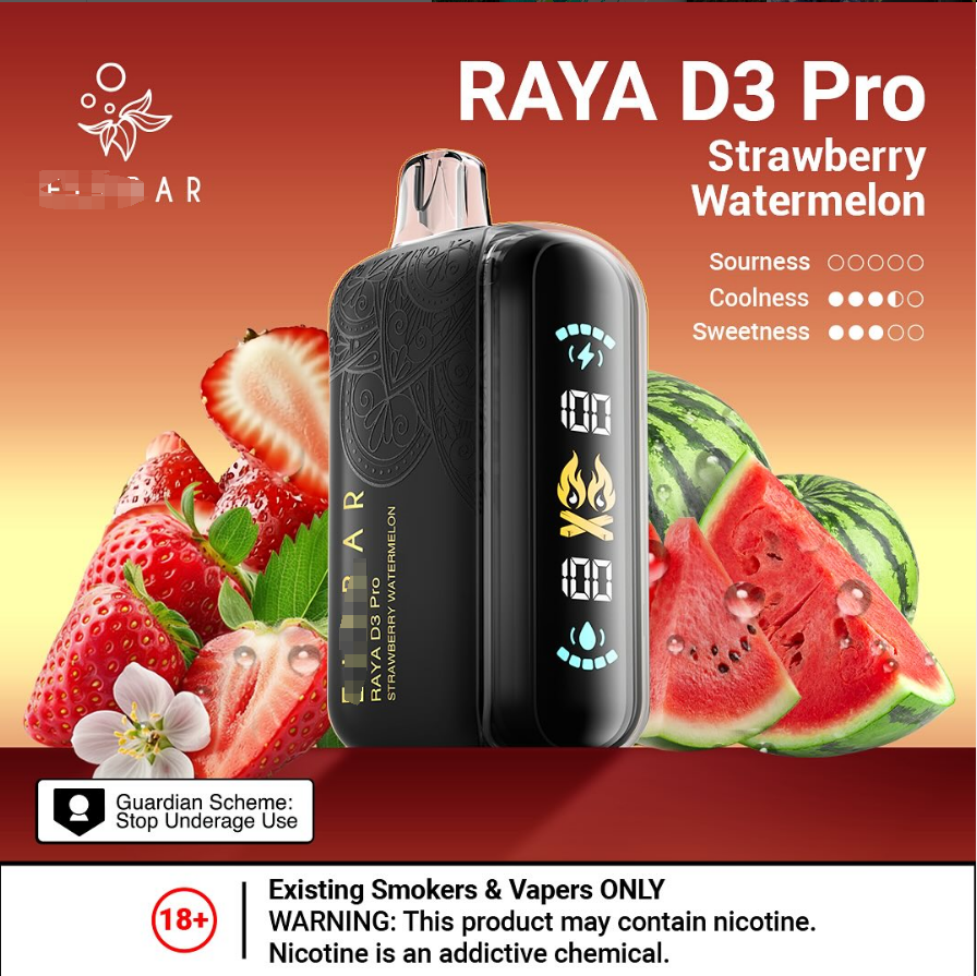 Elf Raya D3 Pro 25000 30000 Puff Vaper E Pocket Prefilled Control Rechargable Disposable