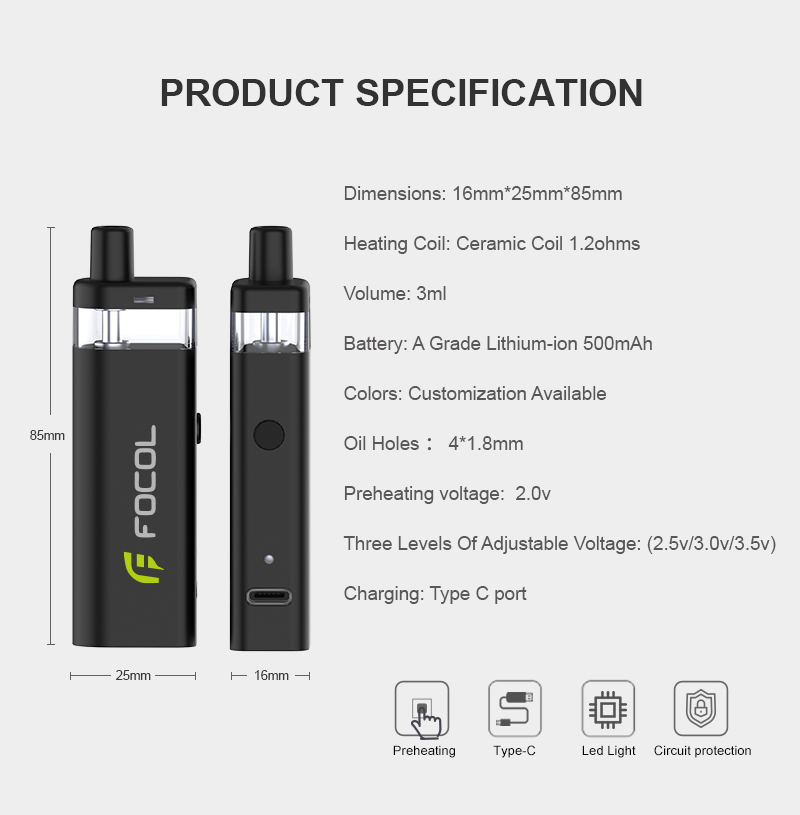 3000mg Empty Disposable Pen THC-H Vape Mod with Button