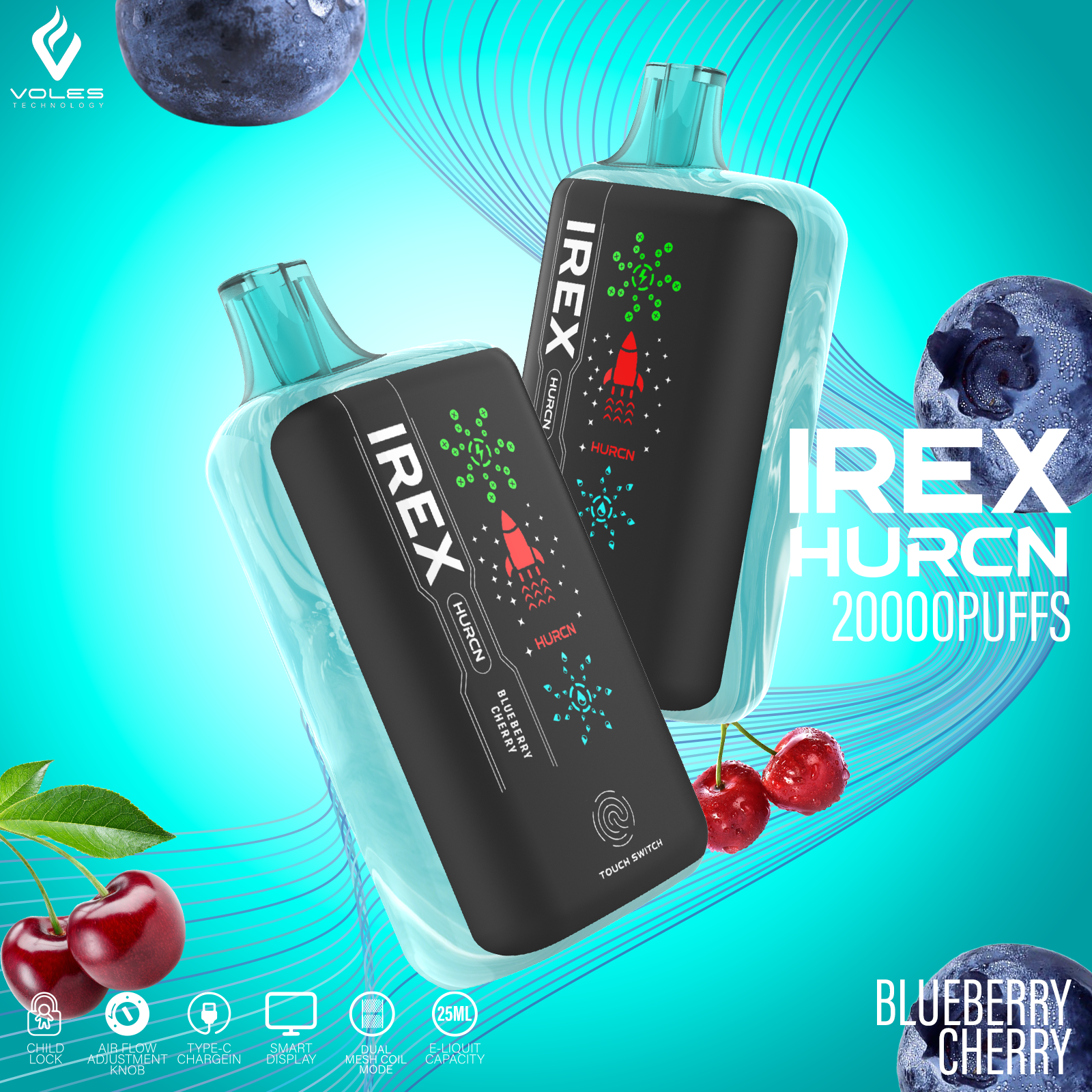 Crystal Vapes Irex 20000 Puffs Pen Hookah Randm Torando Bang