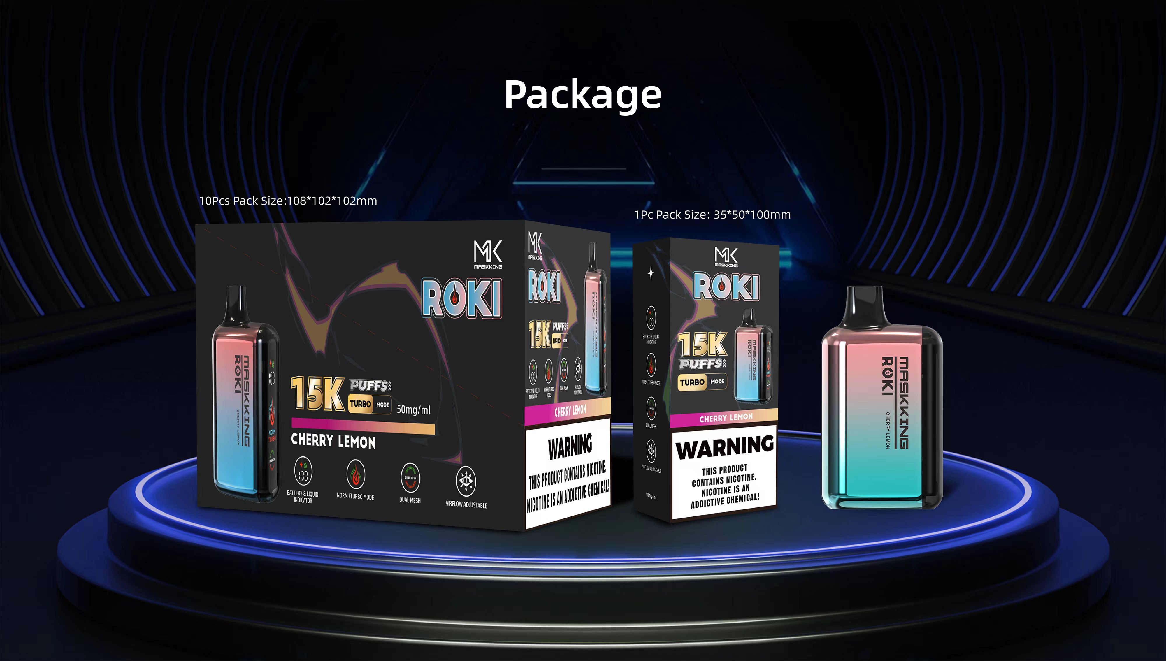 Wholesale Maskking Roki 15000 15K Puffs Electronic Cigarette E Vaporizer