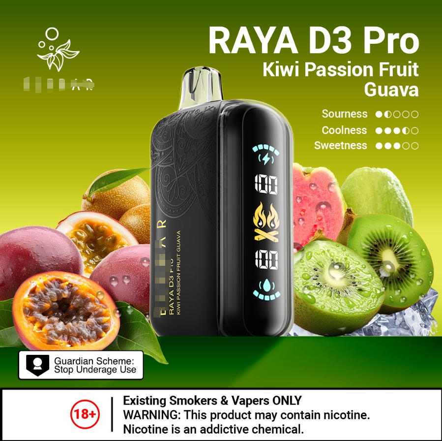 Elf Raya D3 Pro 25000 30000 Puff Vaper E Pocket Prefilled Control Rechargable Disposable
