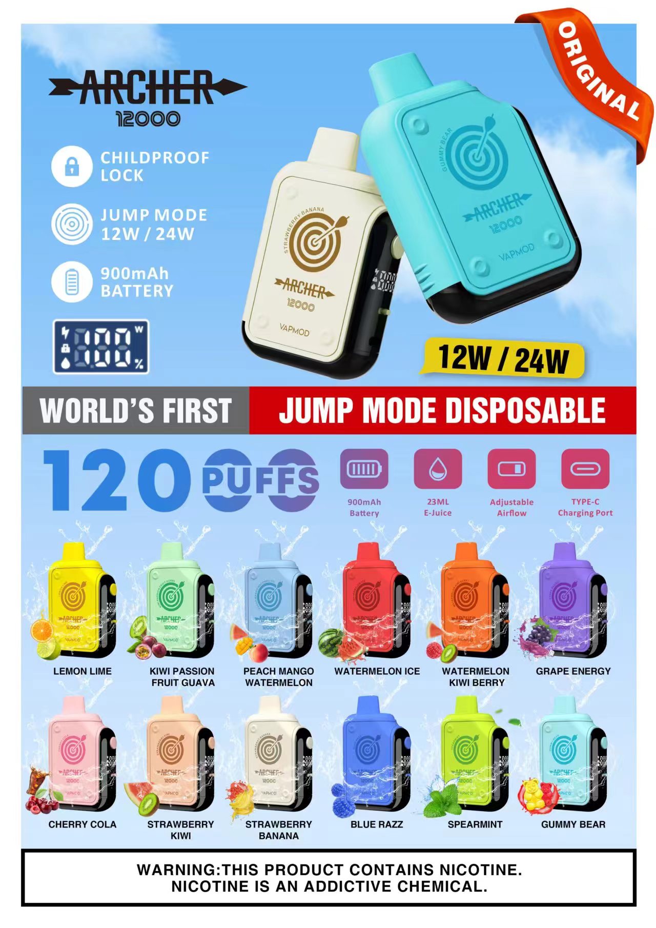 Archer 12000 Puff Disposable Vape Pod Smart Display Cigarette