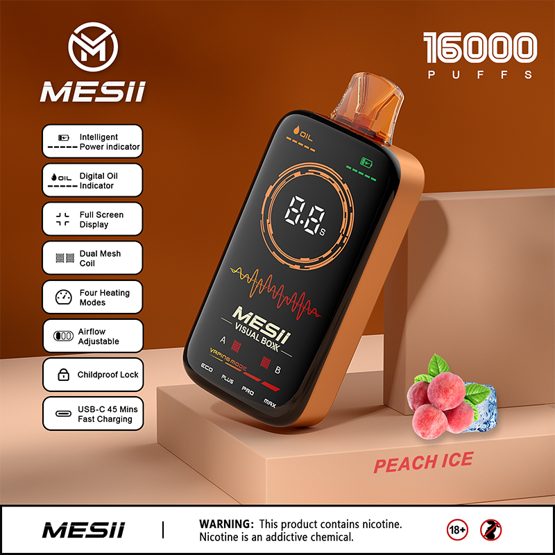 Smart Screen Disposable Vape Randm Tornado Mesii Visual Boxx 16000 Puffs 