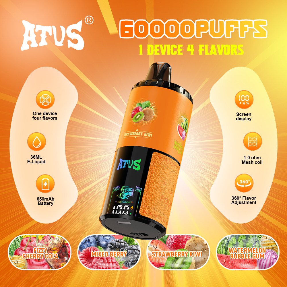 4 in 1 Flavors Device Spain Hot Selling Disposable Vape Atvs Atus 60000 Puff Bar