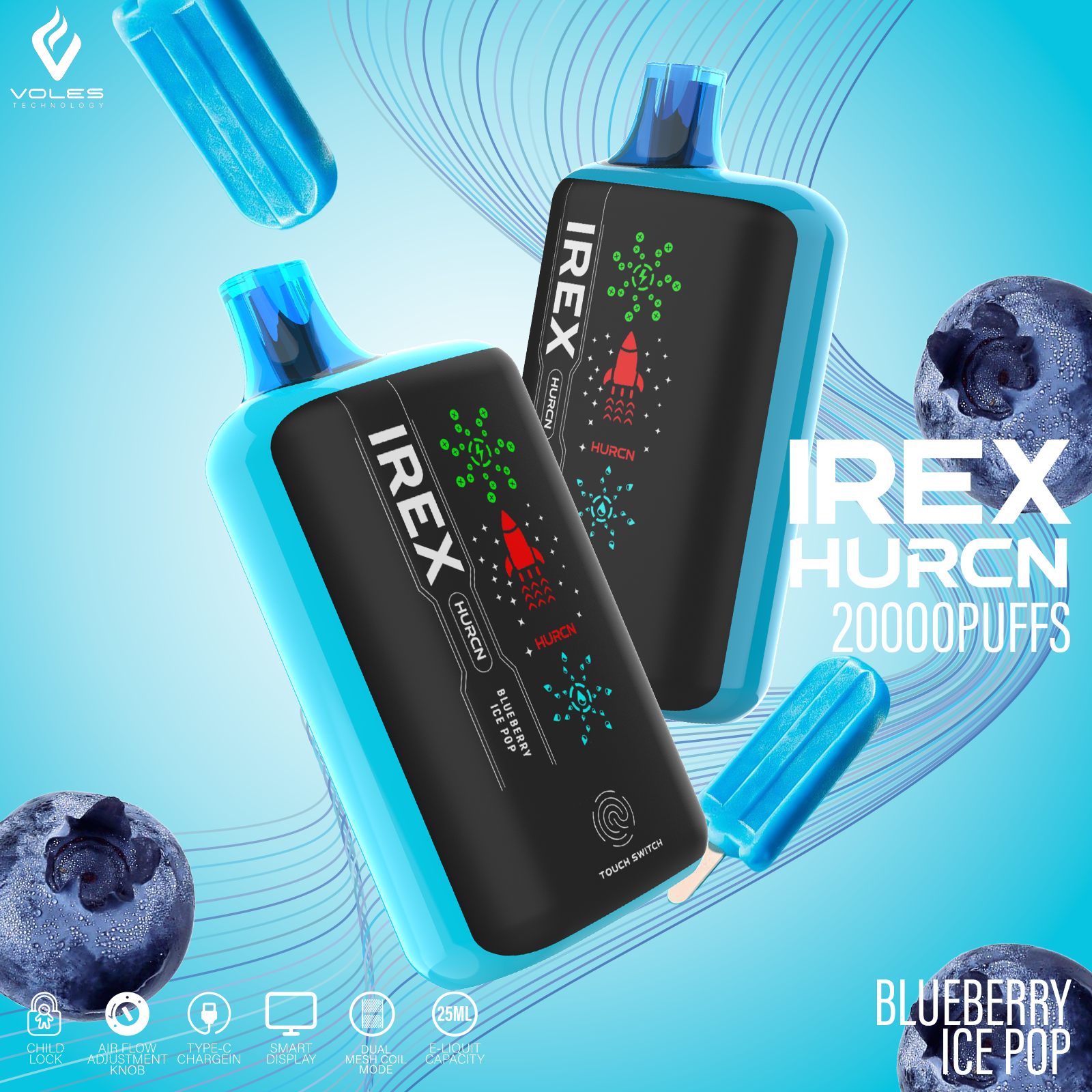 Crystal Vapes Irex 20000 Puffs Pen Hookah Randm Torando Bang
